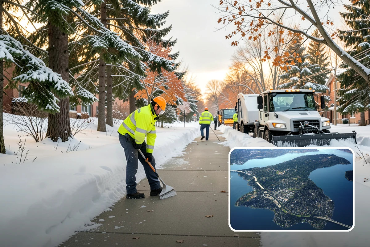 Residential Snow Plowing in Mercer Island, King County, WA - Compact equipment sized for narrow driveways and garage aprons