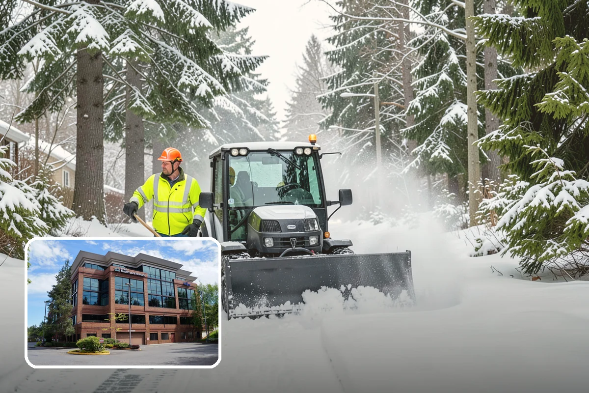 Residential Snow Plowing in Mountlake Terrace, Snohomish County, WA - Compact equipment sized for narrow driveways and garage aprons