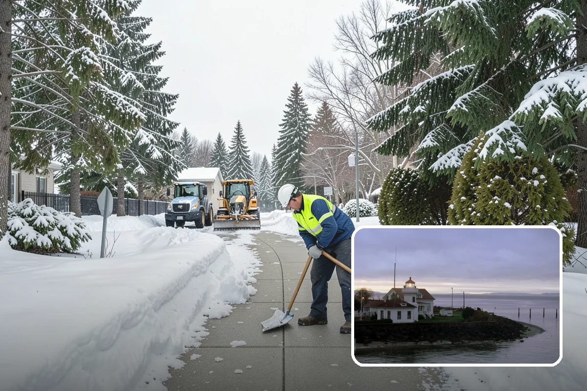 Residential Snow Plowing in Mukilteo, Snohomish County, WA - Compact equipment sized for narrow driveways and garage aprons