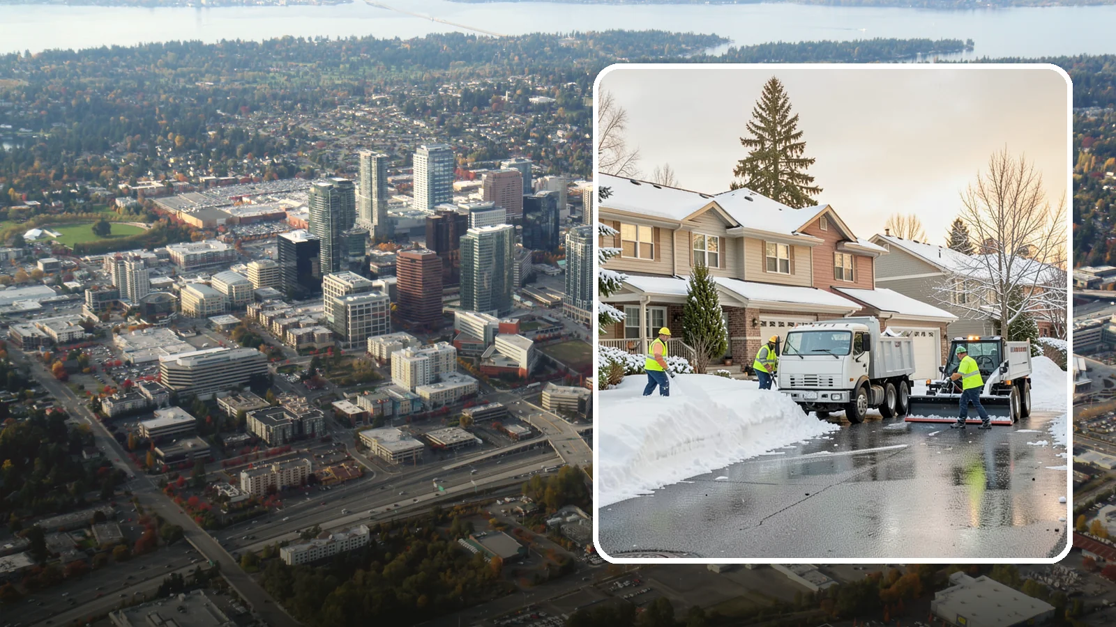 Residential Snow Removal in Bellevue, King County, WA - We clear snow and ice from Western Washington homes when a Puget Sound cold snap catches your neighborhood off guard.