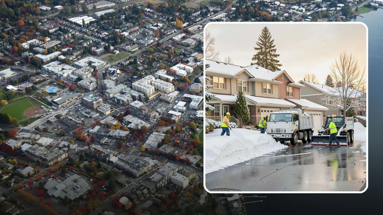 Residential Snow Removal in Kirkland, King County, WA - We clear snow and ice from Western Washington homes when a Puget Sound cold snap catches your neighborhood off guard.