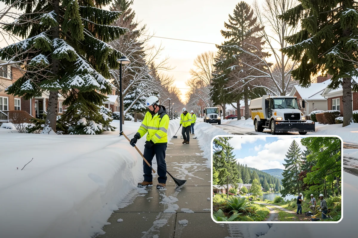 Residential Snow Removal in Lake Forest Park, King County, WA - Reaches surfaces city plows ignore on residential streets