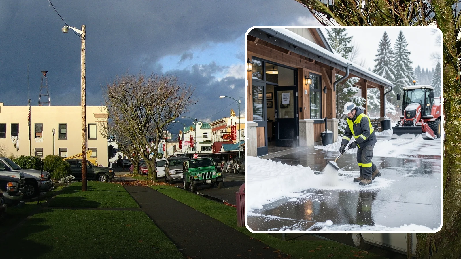 Restaurant Deicing in Arlington, Snohomish County, WA - Deicing for restaurants that keeps entrances, patios, and parking approaches safe for diners and staff during a Western...
