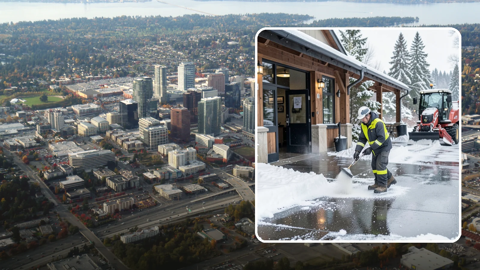 Restaurant Deicing in Bellevue, King County, WA - Deicing for restaurants that keeps entrances, patios, and parking approaches safe for diners and staff during a Western...