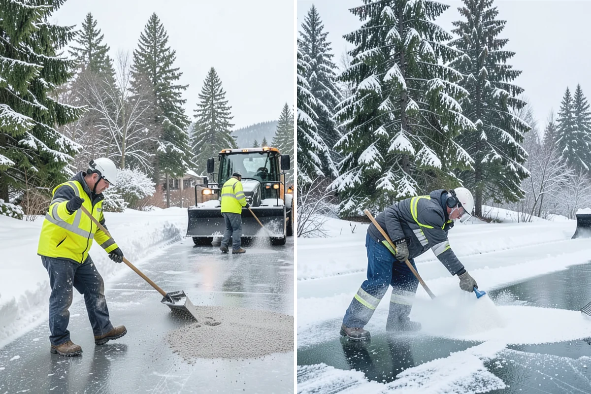 Restaurant Deicing in Bonney Lake, Pierce County, WA - Identify entrances, patios, staff routes, and parking walks