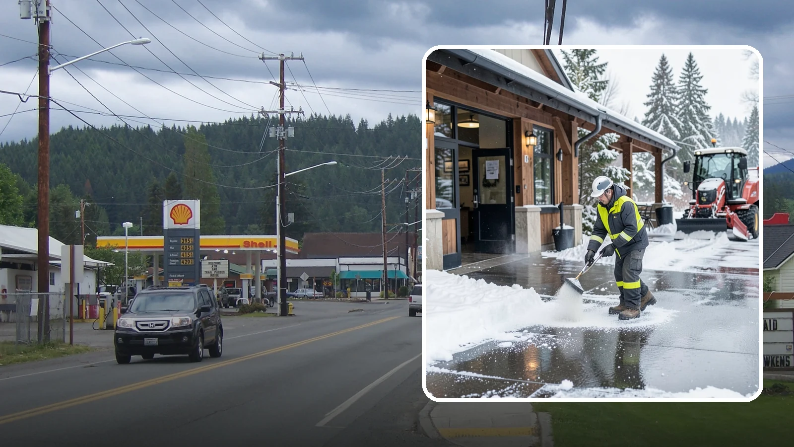 Restaurant Deicing in Granite Falls, Snohomish County, WA - Deicing for restaurants that keeps entrances, patios, and parking approaches safe for diners and staff during a Western...
