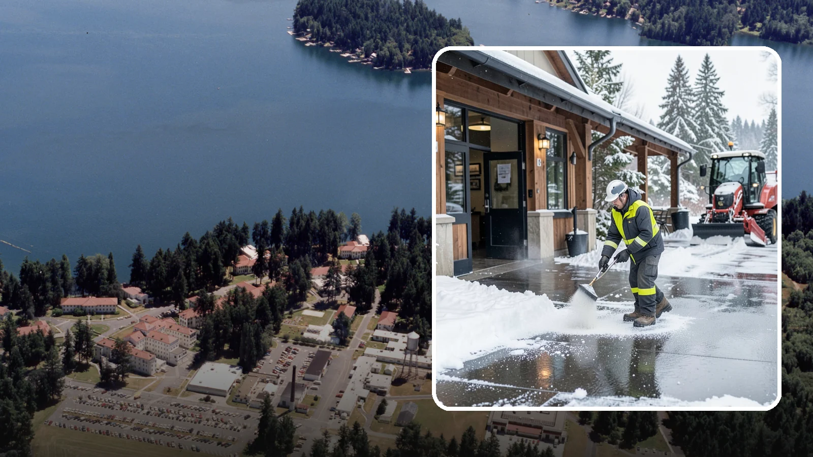Restaurant Deicing in Lakewood, Pierce County, WA - Deicing for restaurants that keeps entrances, patios, and parking approaches safe for diners and staff during a Western...