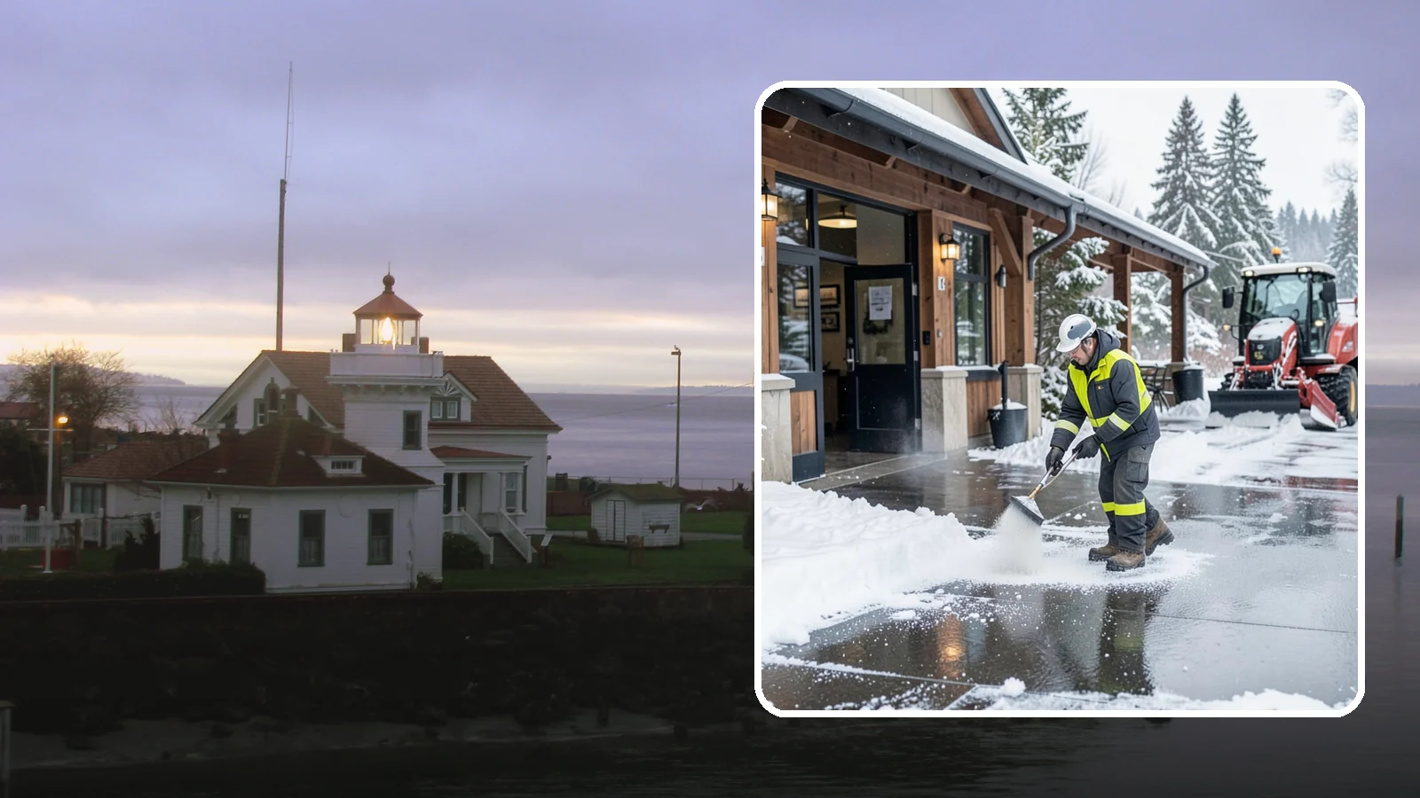 Restaurant Deicing in Mukilteo, Snohomish County, WA - Deicing for restaurants that keeps entrances, patios, and parking approaches safe for diners and staff during a Western...