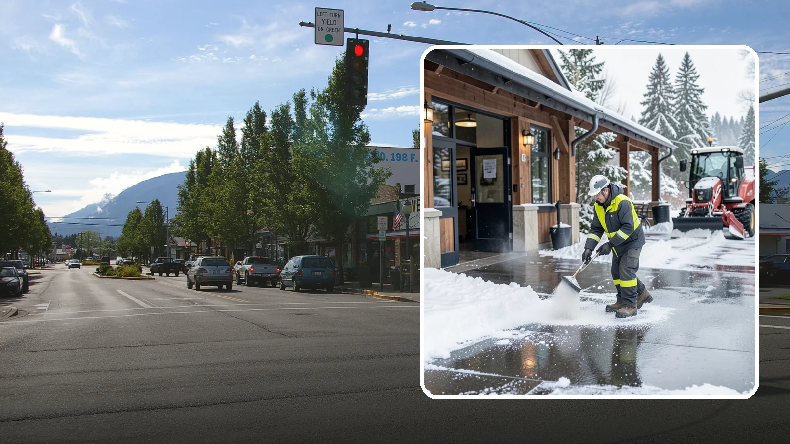Restaurant Deicing in North Bend, King County, WA - Deicing for restaurants that keeps entrances, patios, and parking approaches safe for diners and staff during a Western...