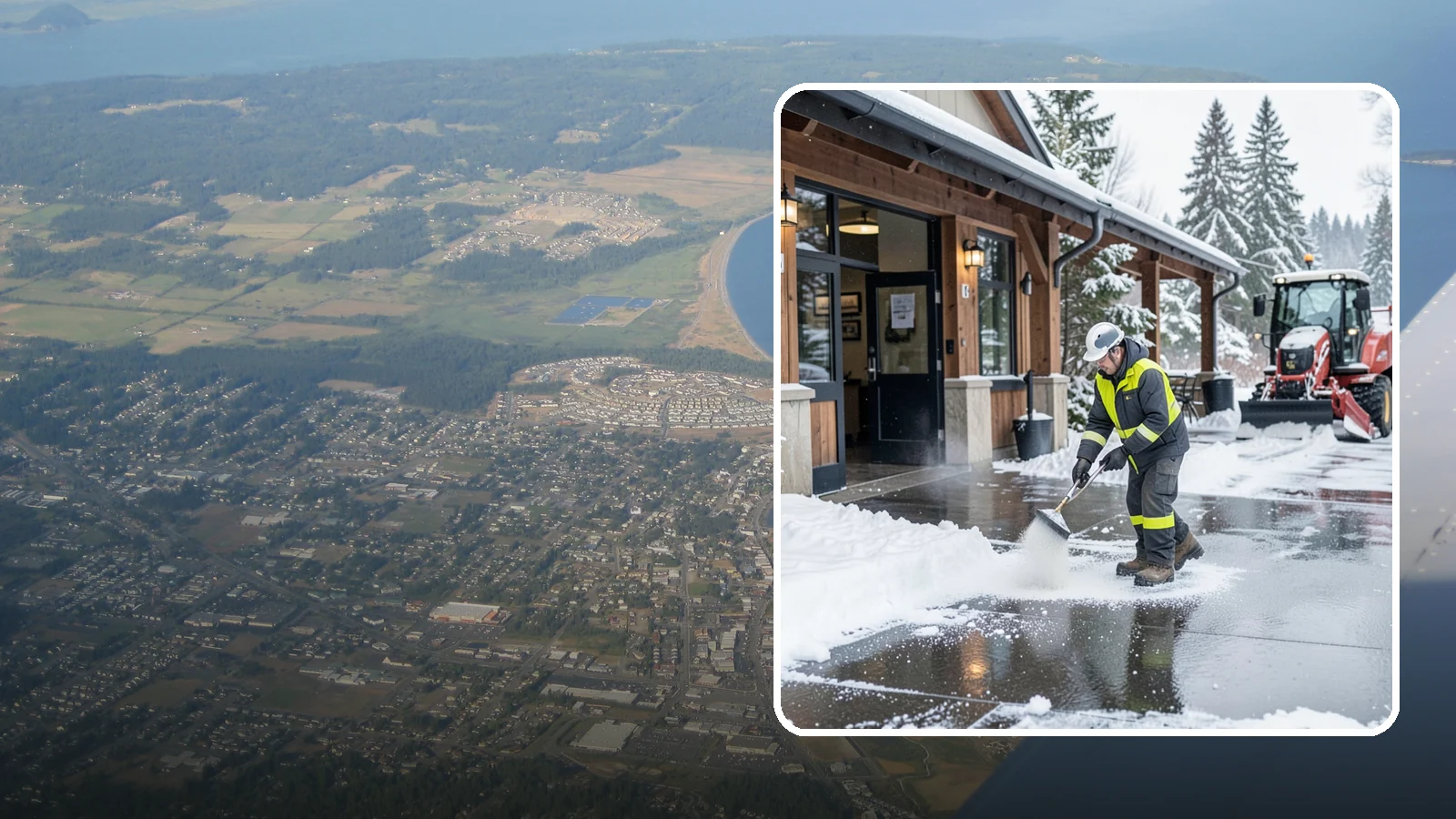 Restaurant Deicing in Oak Harbor, Island County, WA - Deicing for restaurants that keeps entrances, patios, and parking approaches safe for diners and staff during a Western...