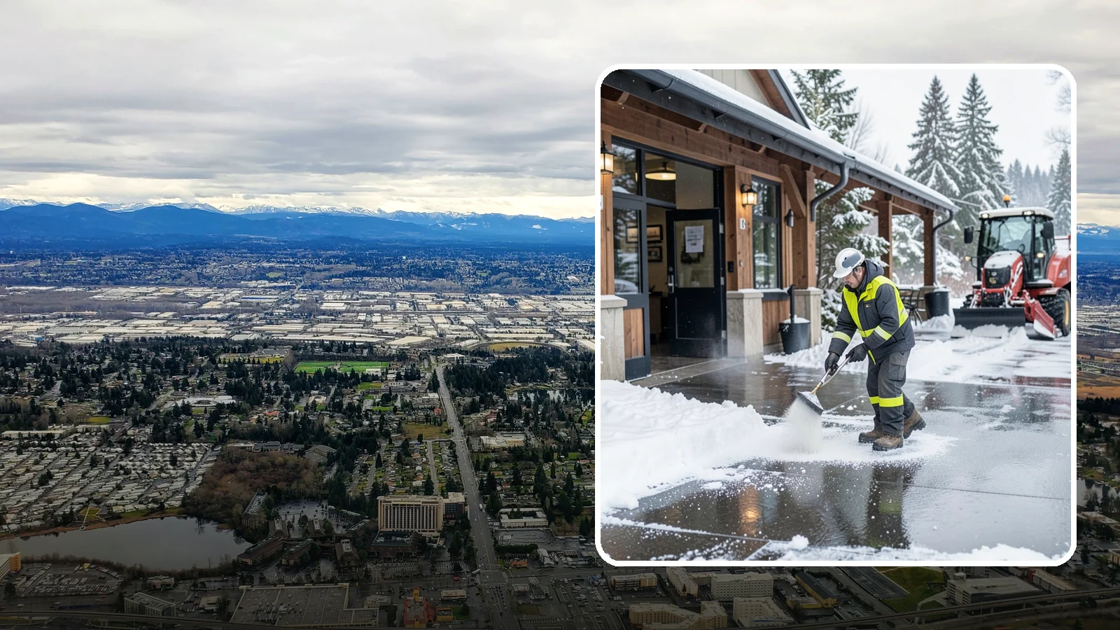 Restaurant Deicing in SeaTac, King County, WA - Deicing for restaurants that keeps entrances, patios, and parking approaches safe for diners and staff during a Western...