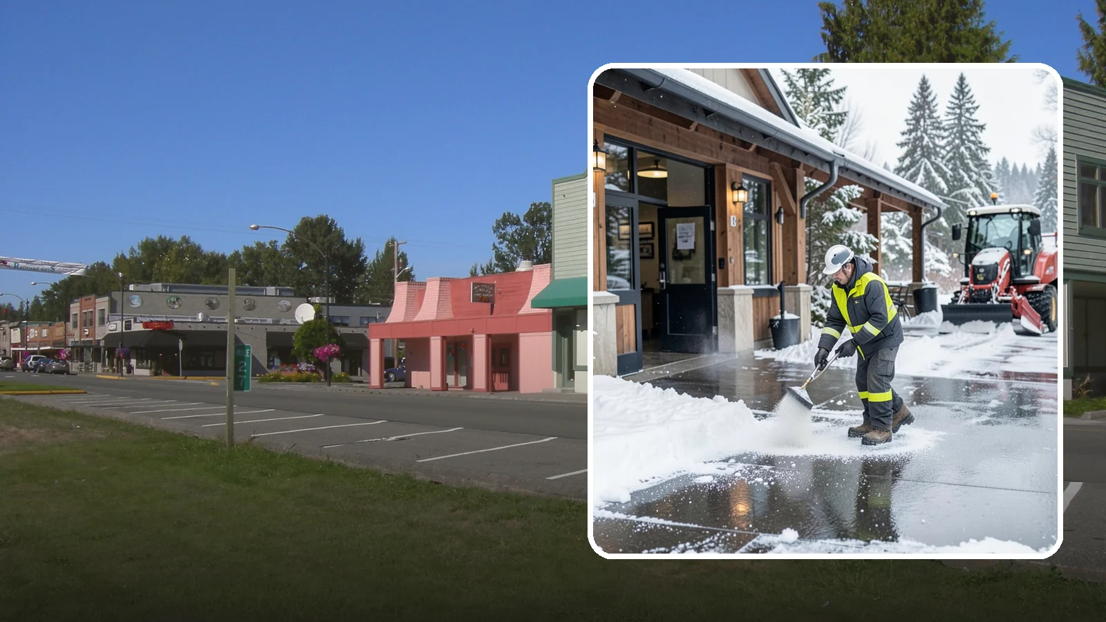 Restaurant Deicing in Snoqualmie, King County, WA - Deicing for restaurants that keeps entrances, patios, and parking approaches safe for diners and staff during a Western...