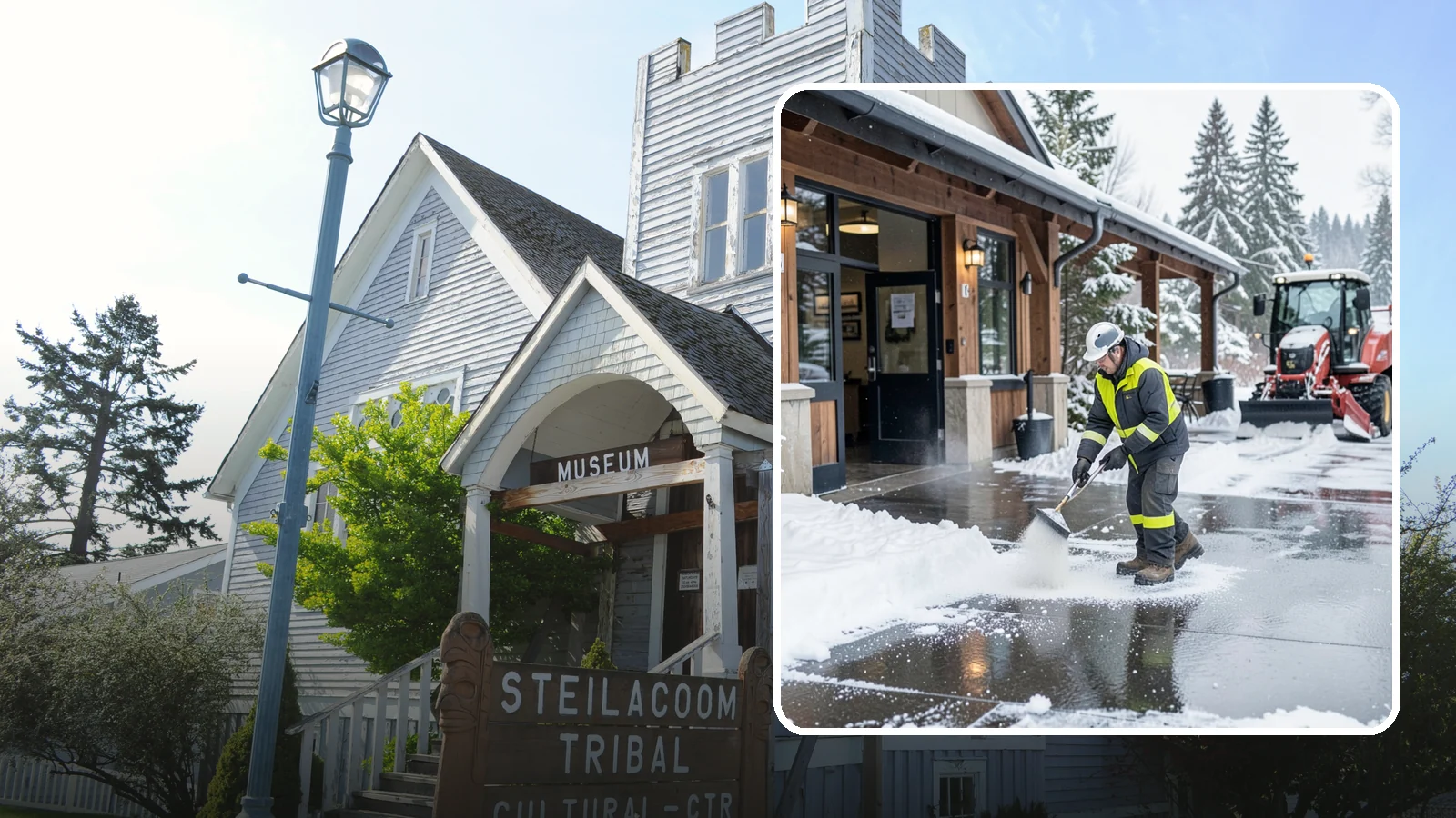 Restaurant Deicing in Steilacoom, Pierce County, WA - Deicing for restaurants that keeps entrances, patios, and parking approaches safe for diners and staff during a Western...