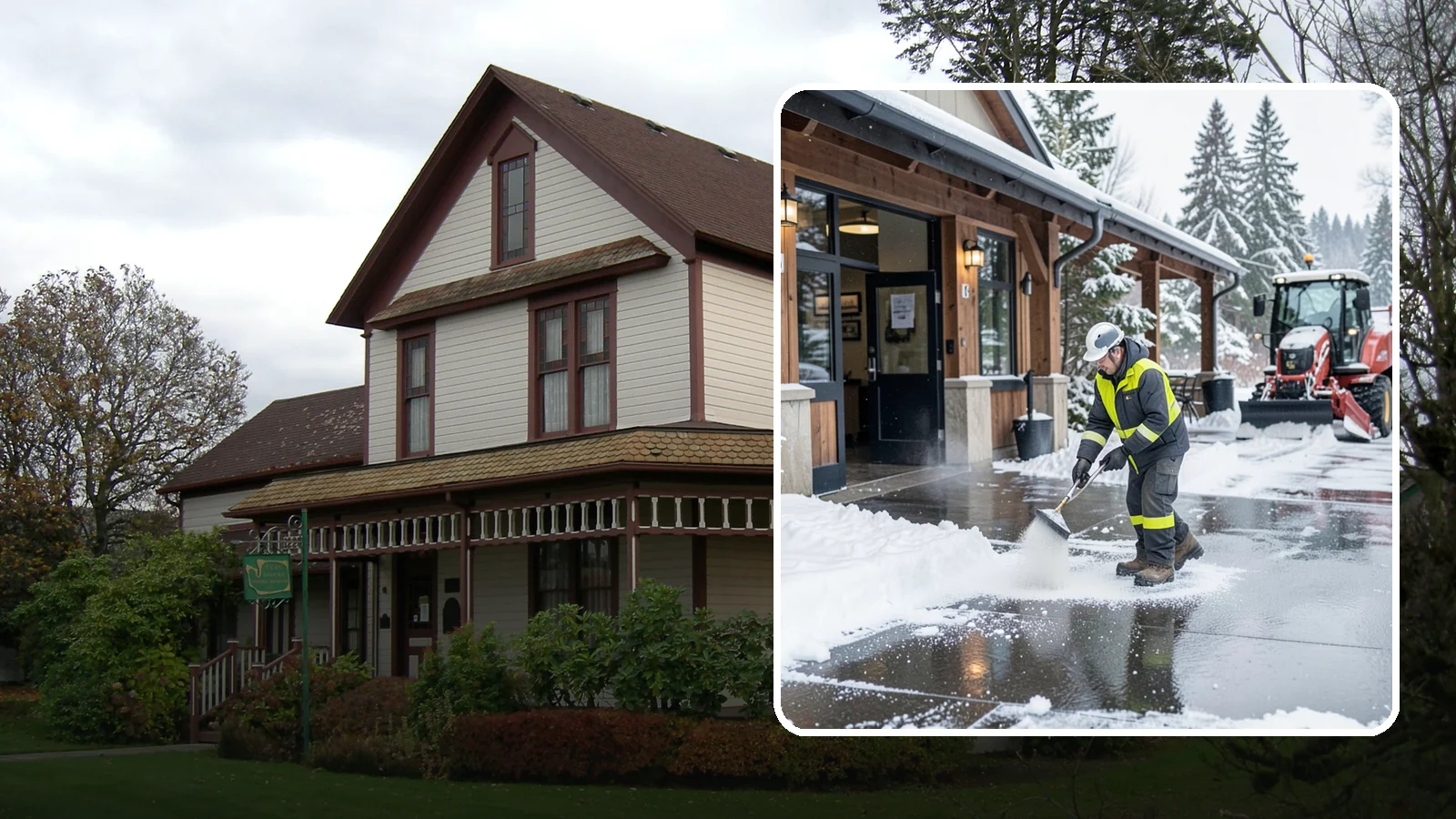 Restaurant Deicing in Sumner, Pierce County, WA - Deicing for restaurants that keeps entrances, patios, and parking approaches safe for diners and staff during a Western...