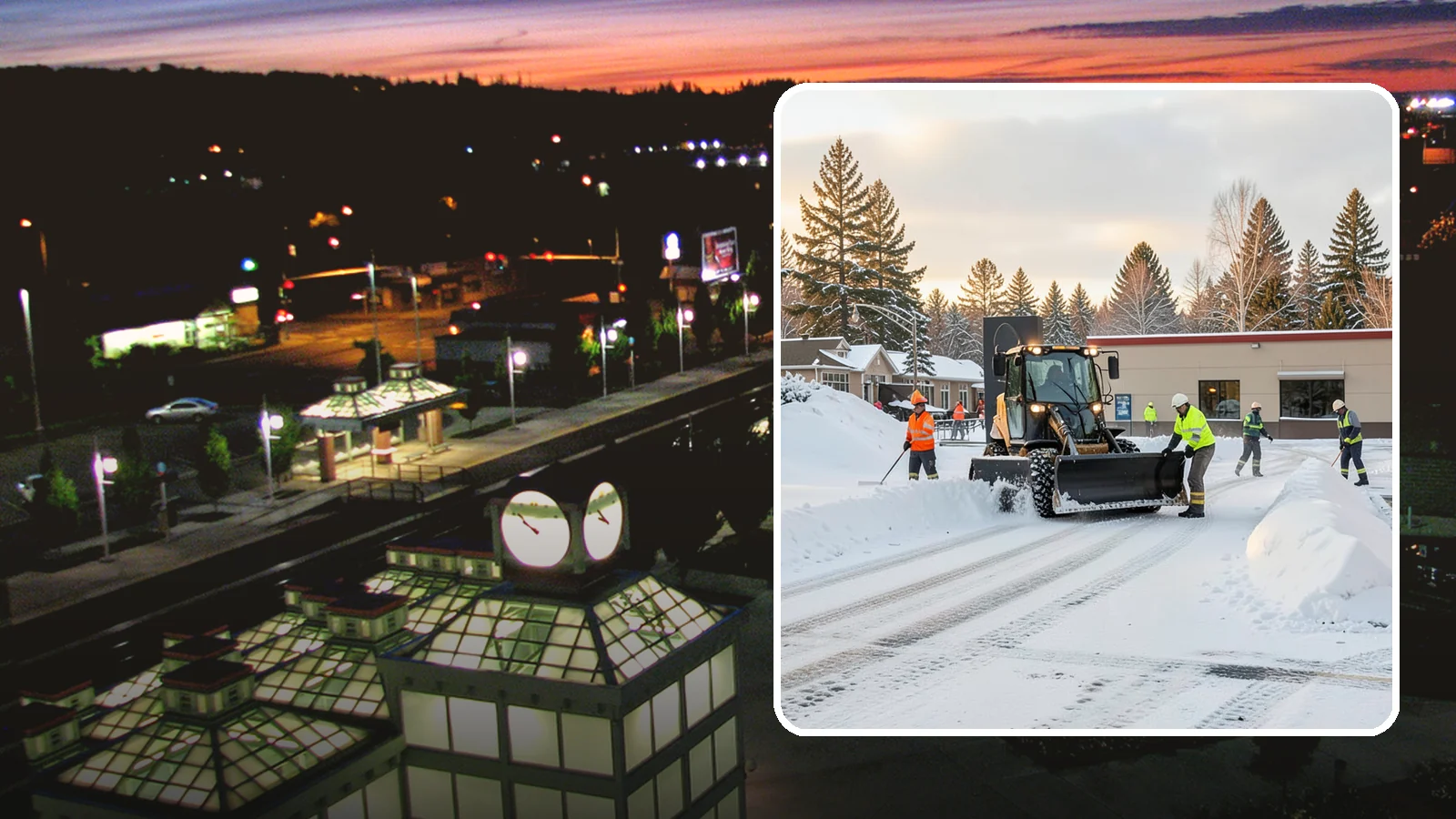 Restaurant Parking Lot Snow Removal in Auburn, King County, WA - We clear restaurant lots ahead of service so Western Washington diners can park and walk in safely during winter.