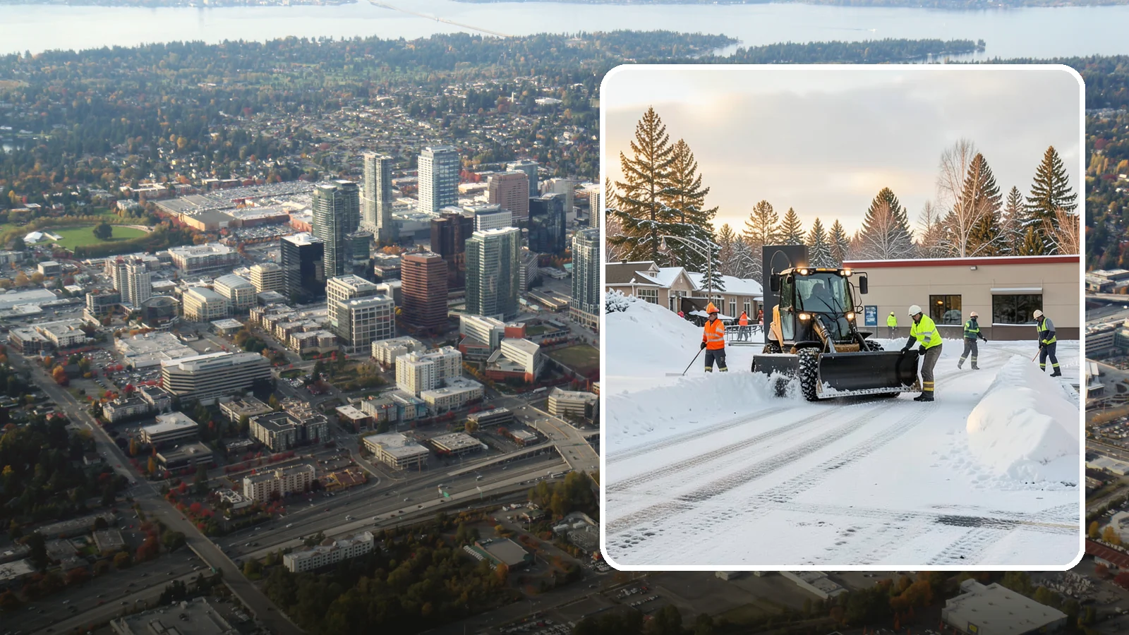 Restaurant Parking Lot Snow Removal in Bellevue, King County, WA - We clear restaurant lots ahead of service so Western Washington diners can park and walk in safely during winter.