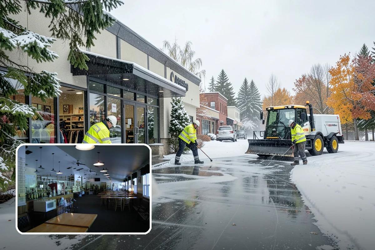Restaurant Parking Lot Snow Removal in Black Diamond, King County, WA - Diners can park and reach the door without navigating ice