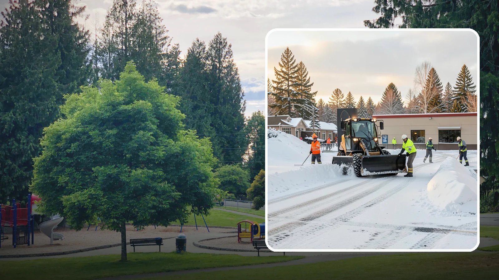 Restaurant Parking Lot Snow Removal in Bonney Lake, Pierce County, WA - We clear restaurant lots ahead of service so Western Washington diners can park and walk in safely during winter.