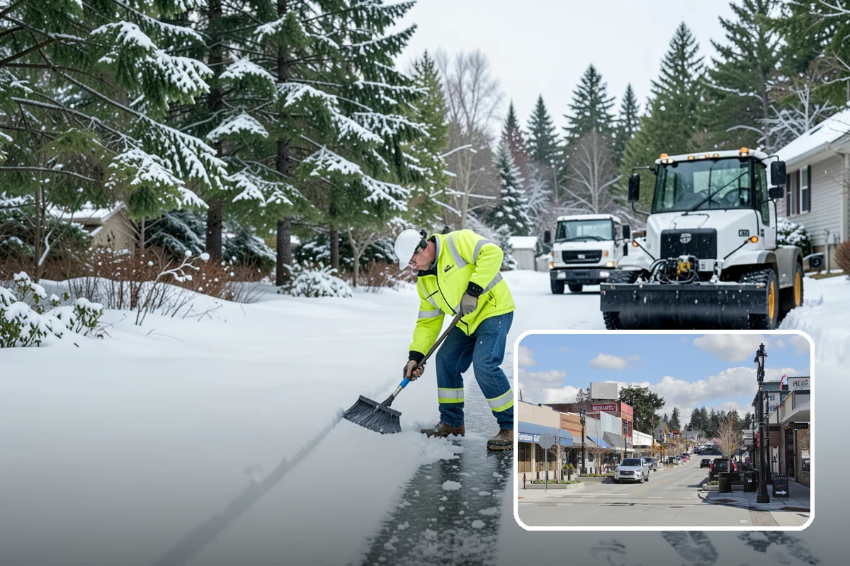 Restaurant Parking Lot Snow Removal in Bothell, King County, WA - Diners can park and reach the door without navigating ice