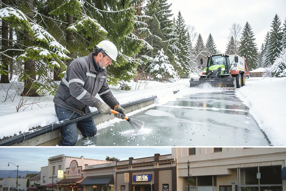 Restaurant Parking Lot Snow Removal in Burlington, Skagit County, WA - Restaurant lots in Western Washington see the most winter demand from December through February, when after-dark freezes follow...