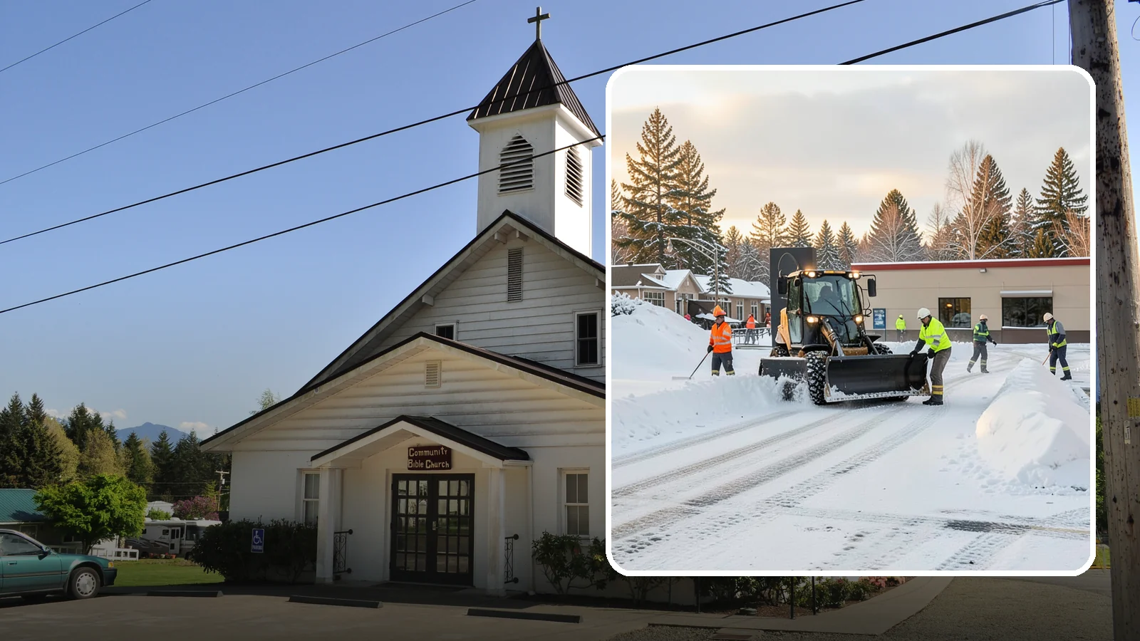 Restaurant Parking Lot Snow Removal in Concrete, Skagit County, WA - We clear restaurant lots ahead of service so Western Washington diners can park and walk in safely during winter.
