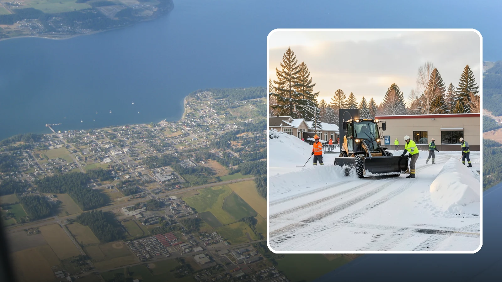 Restaurant Parking Lot Snow Removal in Coupeville, Island County, WA - We clear restaurant lots ahead of service so Western Washington diners can park and walk in safely during winter.