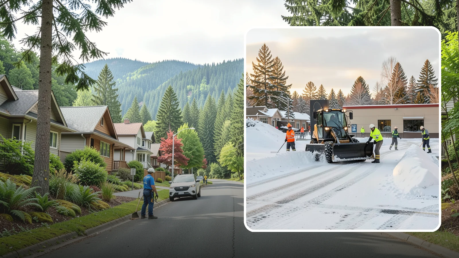 Restaurant Parking Lot Snow Removal in Darrington, Snohomish County, WA - We clear restaurant lots ahead of service so Western Washington diners can park and walk in safely during winter.