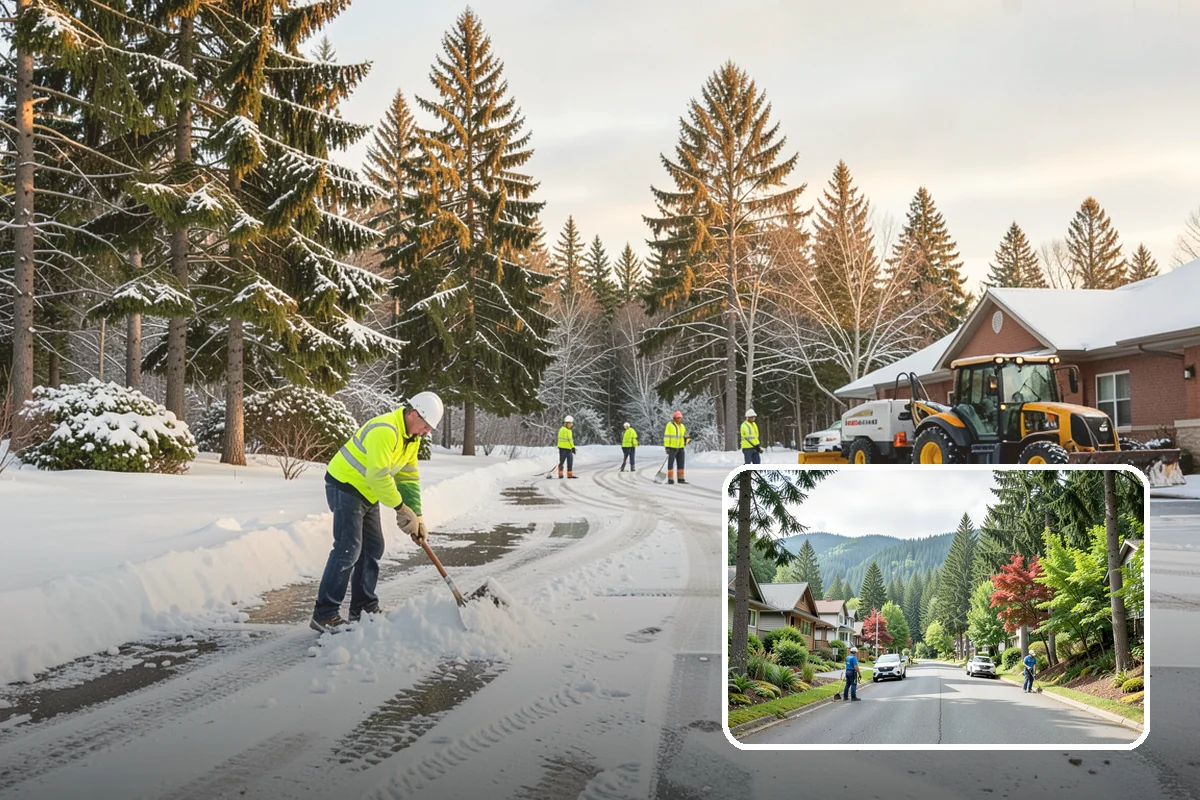 Restaurant Parking Lot Snow Removal in Darrington, Snohomish County, WA - Diners can park and reach the door without navigating ice