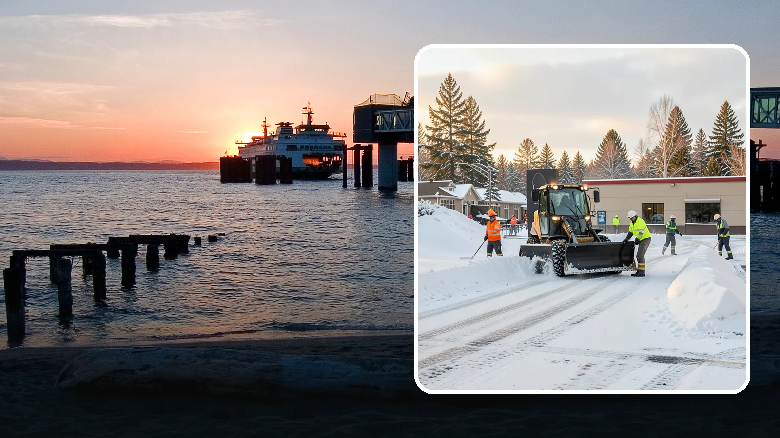 Restaurant Parking Lot Snow Removal in Edmonds, Snohomish County, WA - We clear restaurant lots ahead of service so Western Washington diners can park and walk in safely during winter.