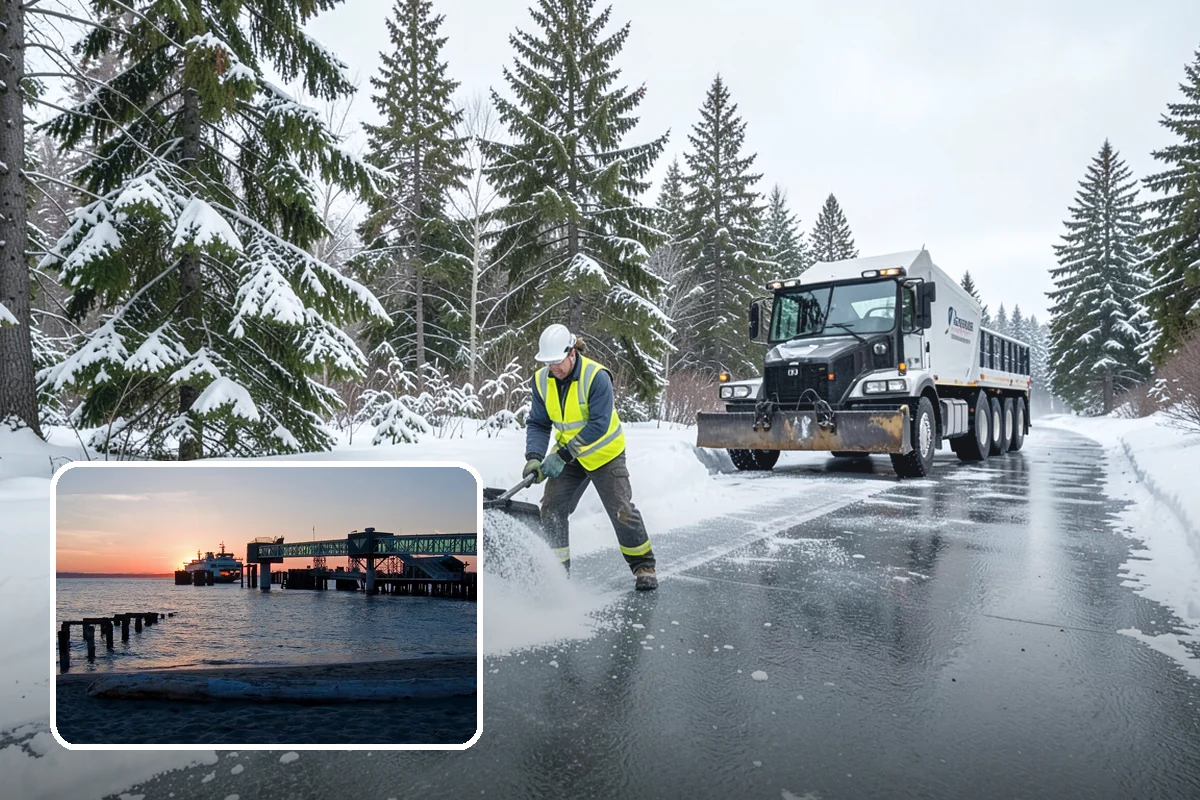 Restaurant Parking Lot Snow Removal in Edmonds, Snohomish County, WA - Diners can park and reach the door without navigating ice