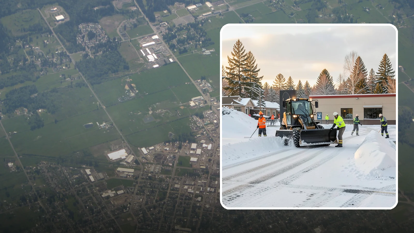 Restaurant Parking Lot Snow Removal in Enumclaw, King County, WA - We clear restaurant lots ahead of service so Western Washington diners can park and walk in safely during winter.