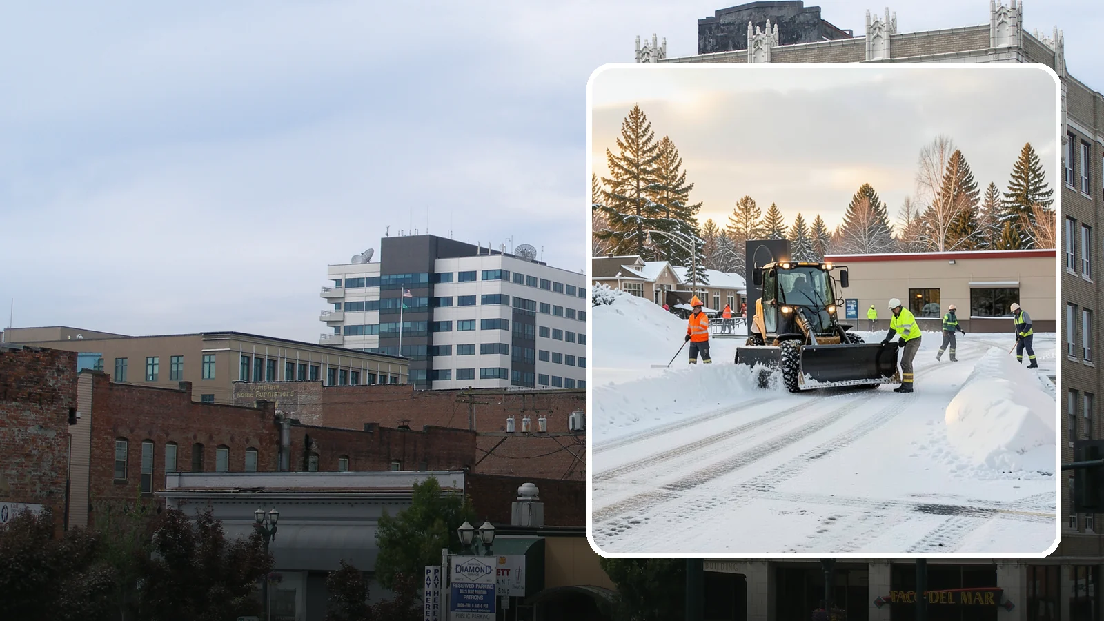 Restaurant Parking Lot Snow Removal in Everett, Snohomish County, WA - We clear restaurant lots ahead of service so Western Washington diners can park and walk in safely during winter.