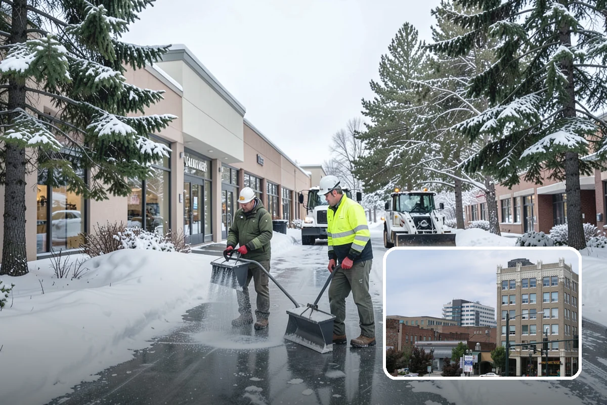 Restaurant Parking Lot Snow Removal in Everett, Snohomish County, WA - Diners can park and reach the door without navigating ice