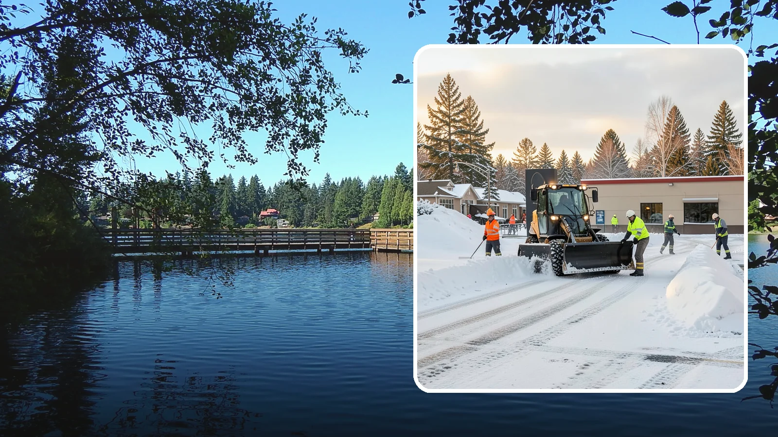 Restaurant Parking Lot Snow Removal in Federal Way, King County, WA - We clear restaurant lots ahead of service so Western Washington diners can park and walk in safely during winter.
