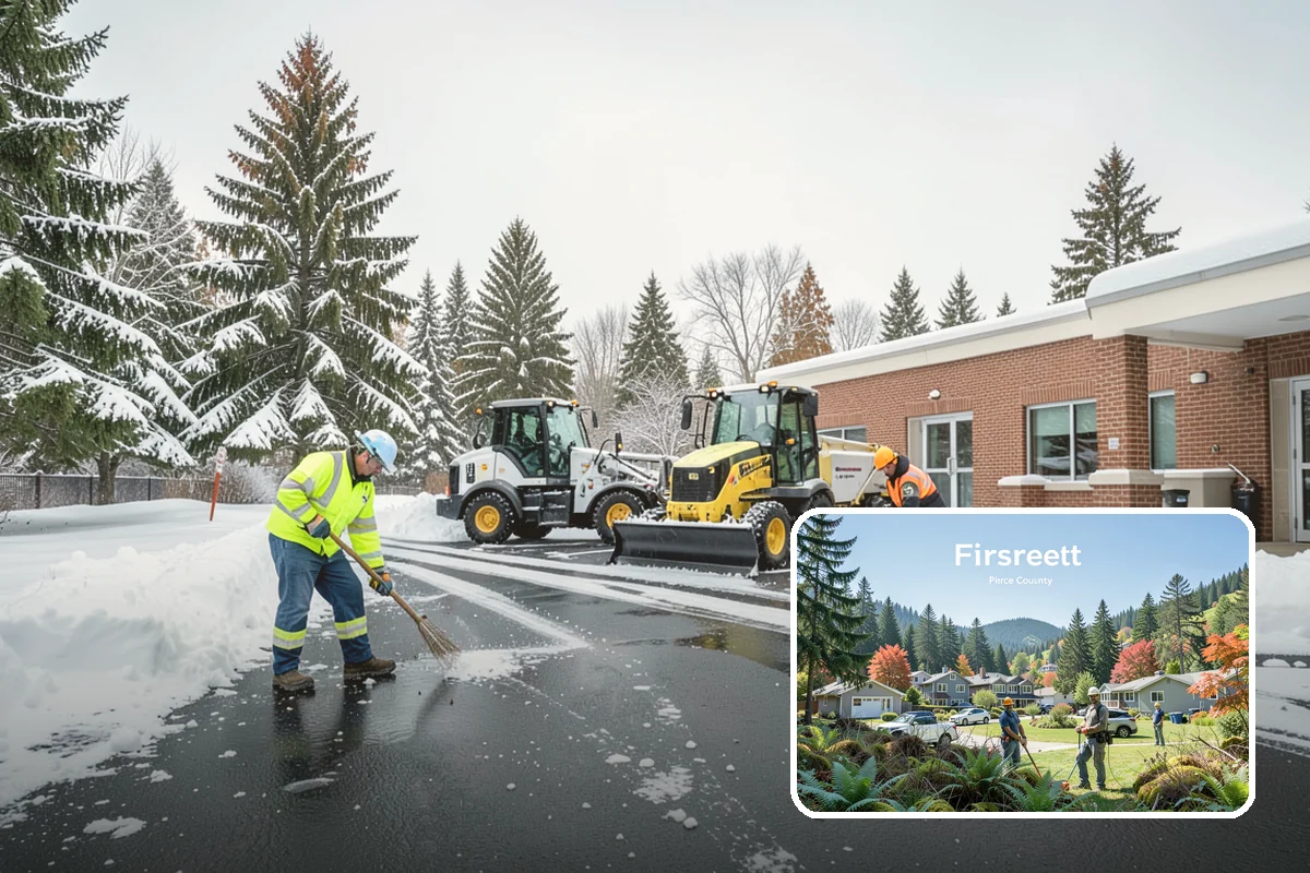 Restaurant Parking Lot Snow Removal in Fircrest, Pierce County, WA - Diners can park and reach the door without navigating ice