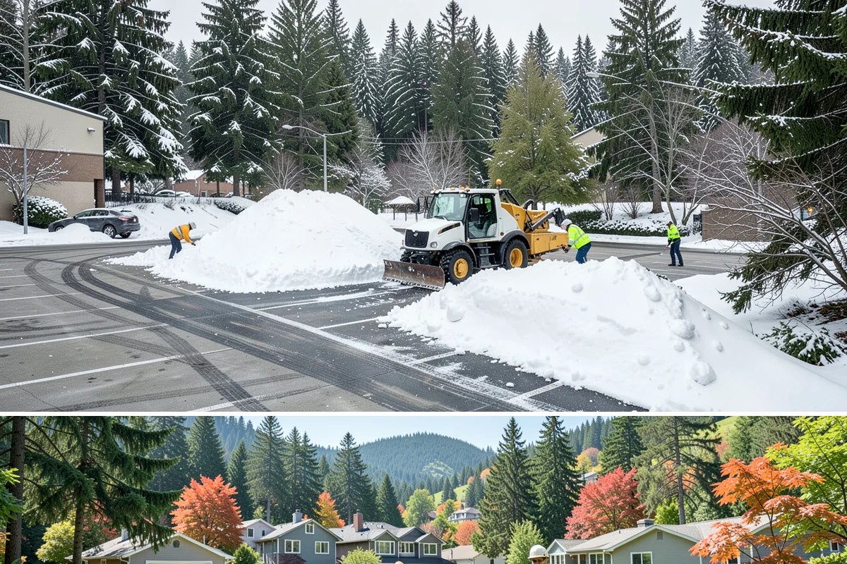 Restaurant Parking Lot Snow Removal in Fircrest, Pierce County, WA - Restaurant lots in Western Washington see the most winter demand from December through February, when after-dark freezes follow...
