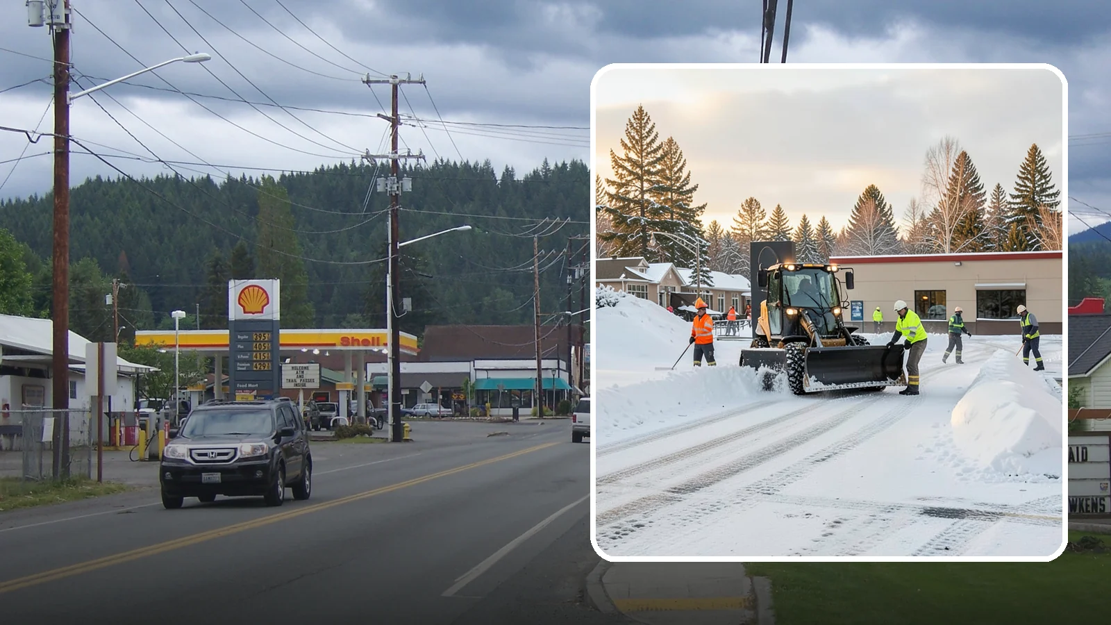 Restaurant Parking Lot Snow Removal in Granite Falls, Snohomish County, WA - We clear restaurant lots ahead of service so Western Washington diners can park and walk in safely during winter.