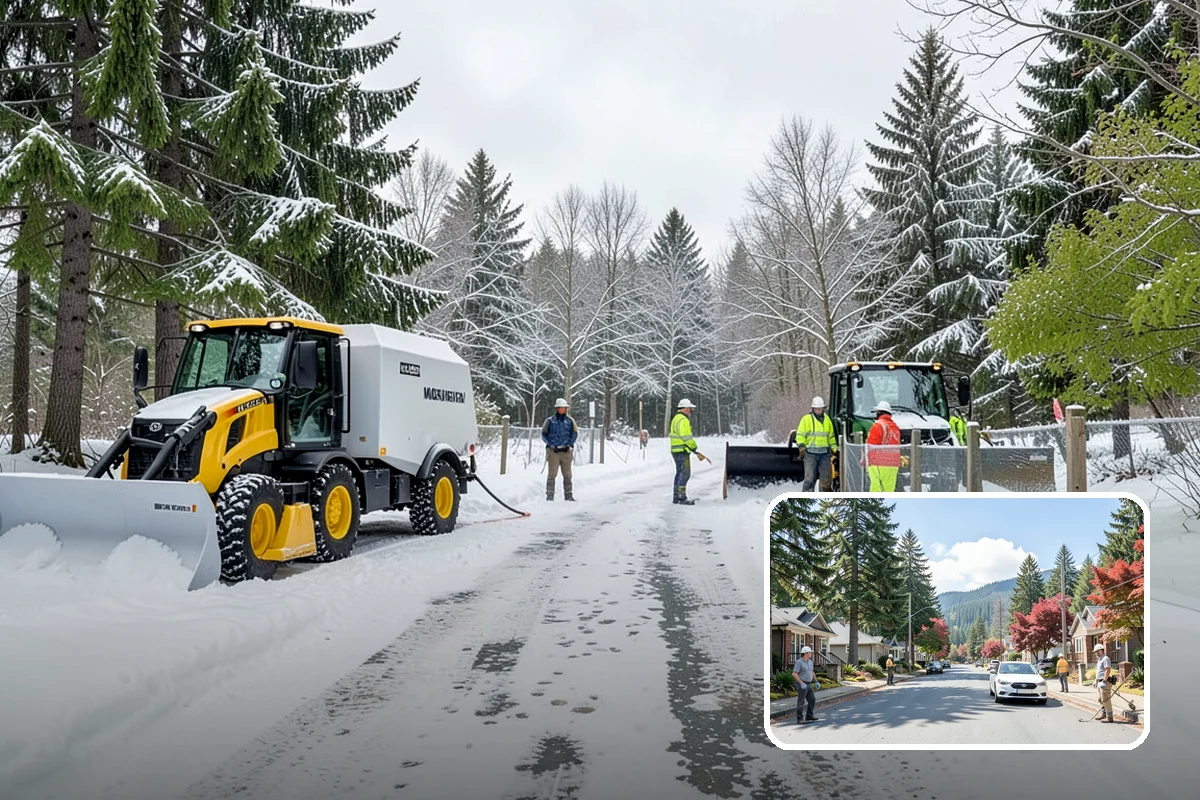 Restaurant Parking Lot Snow Removal in Hunts Point, King County, WA - Diners can park and reach the door without navigating ice