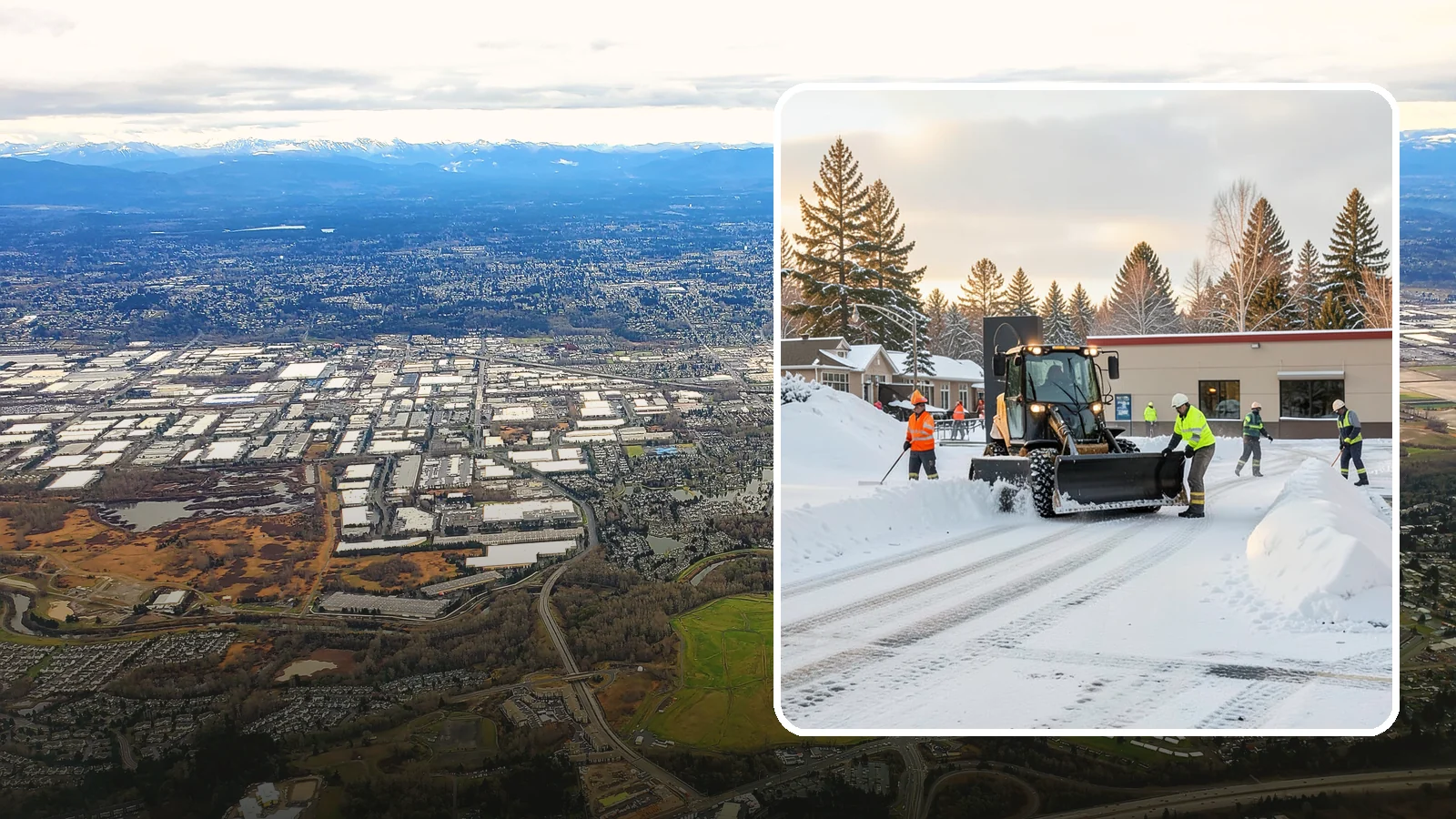 Restaurant Parking Lot Snow Removal in Kent, King County, WA - We clear restaurant lots ahead of service so Western Washington diners can park and walk in safely during winter.