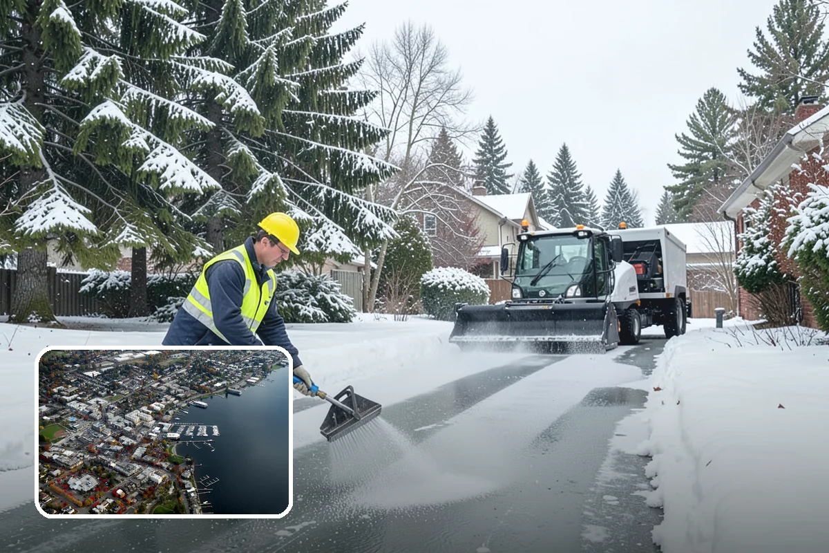 Restaurant Parking Lot Snow Removal in Kirkland, King County, WA - Diners can park and reach the door without navigating ice