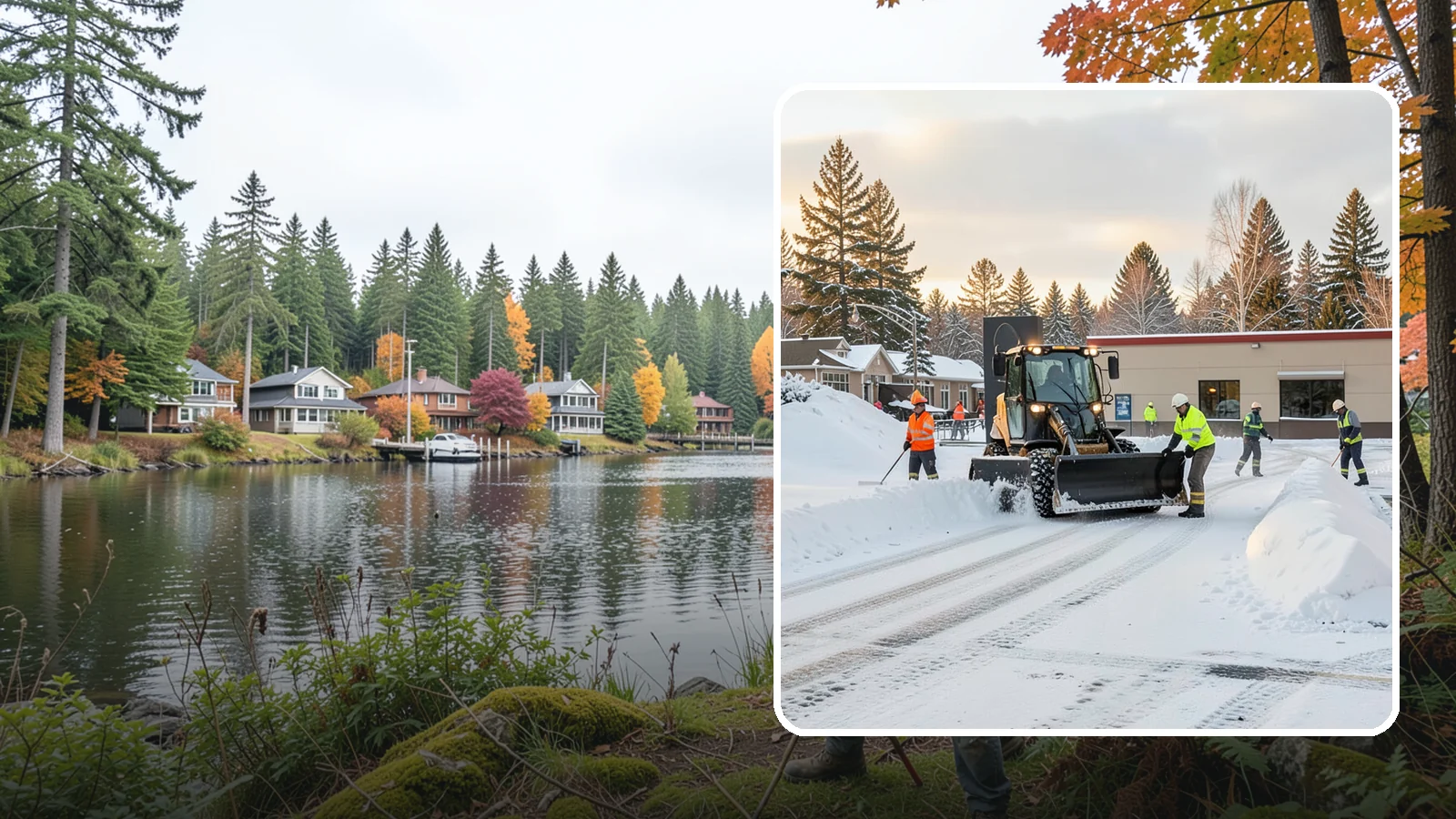 Restaurant Parking Lot Snow Removal in La Conner, Skagit County, WA - We clear restaurant lots ahead of service so Western Washington diners can park and walk in safely during winter.