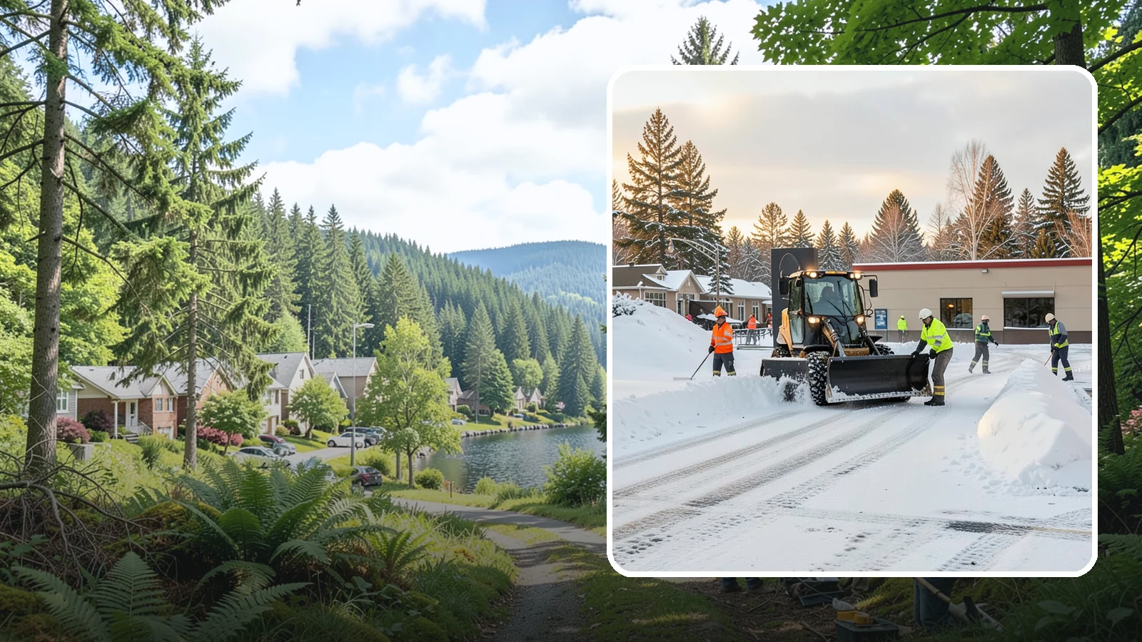 Restaurant Parking Lot Snow Removal in Lake Forest Park, King County, WA - We clear restaurant lots ahead of service so Western Washington diners can park and walk in safely during winter.