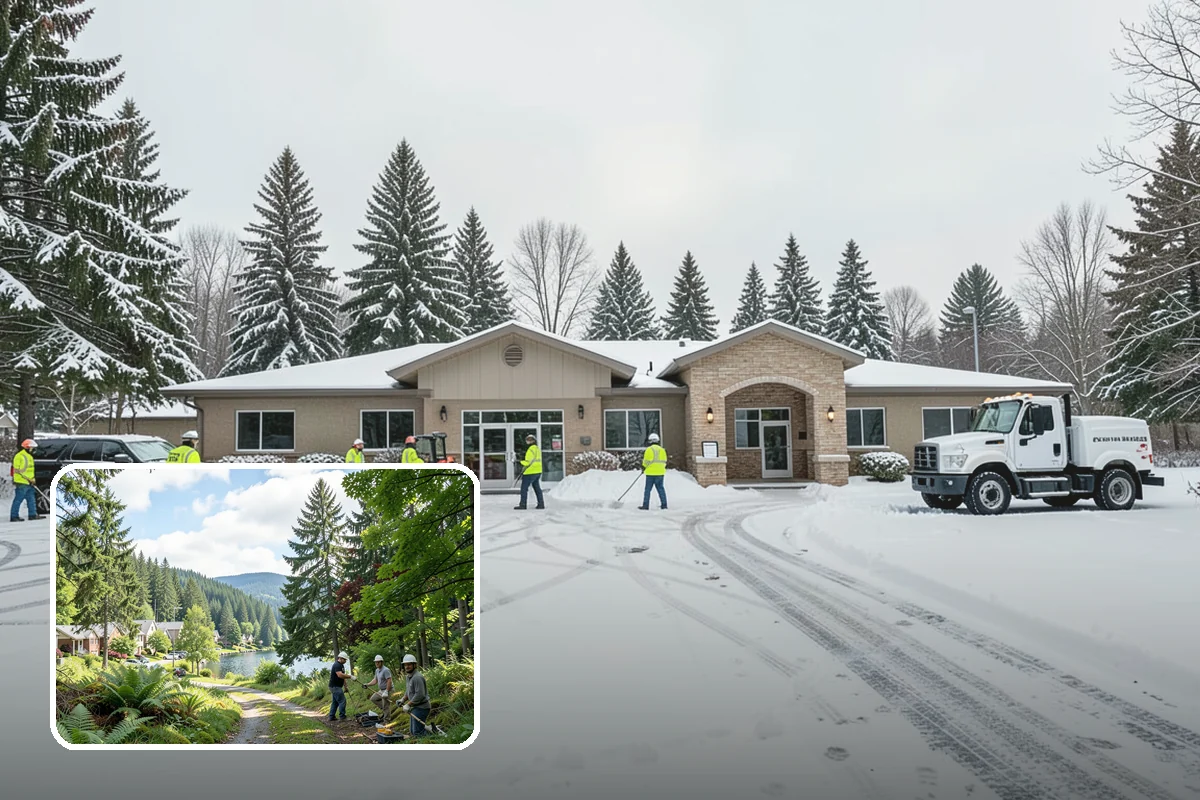 Restaurant Parking Lot Snow Removal in Lake Forest Park, King County, WA - Diners can park and reach the door without navigating ice