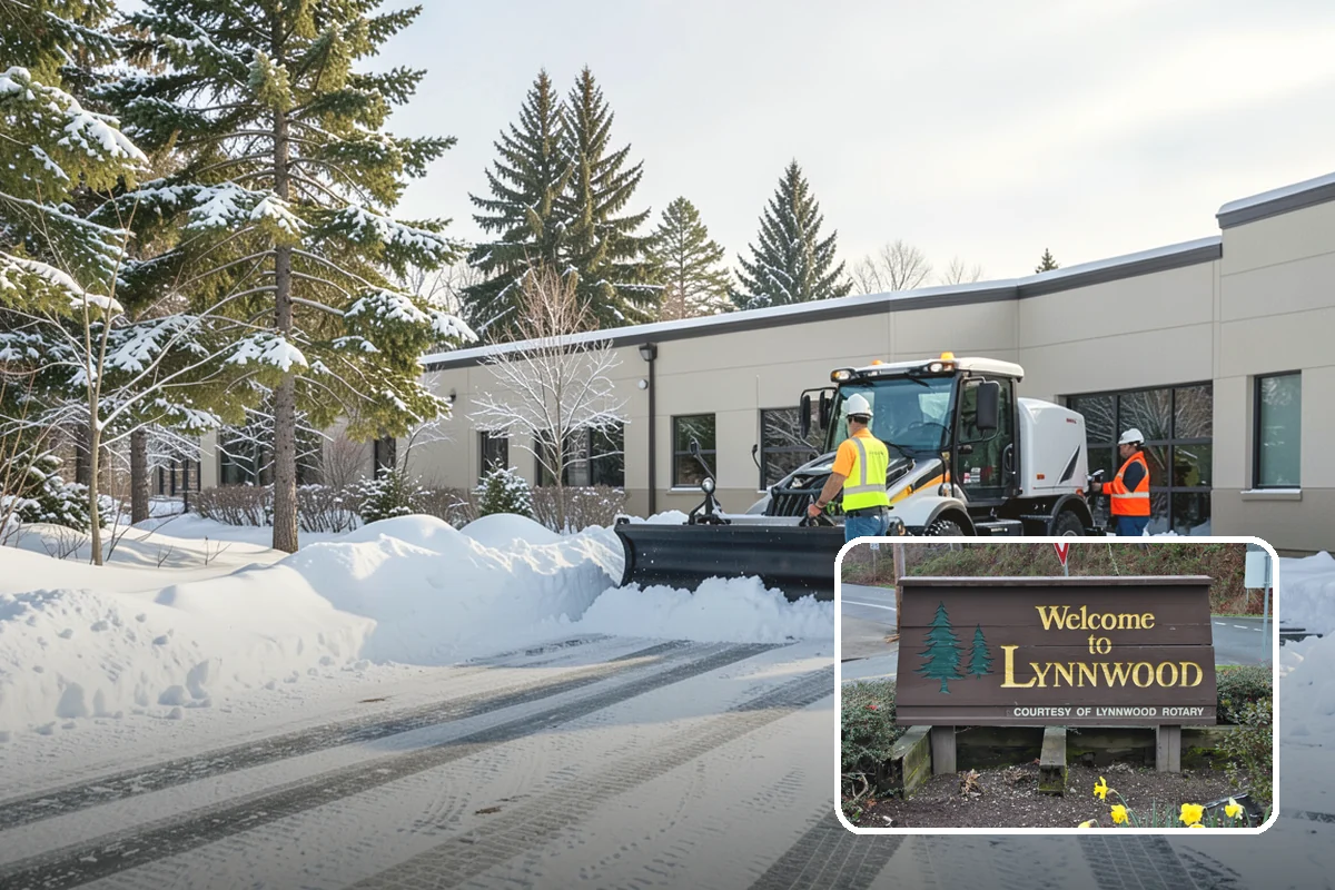 Restaurant Parking Lot Snow Removal in Lynnwood, Snohomish County, WA - Diners can park and reach the door without navigating ice