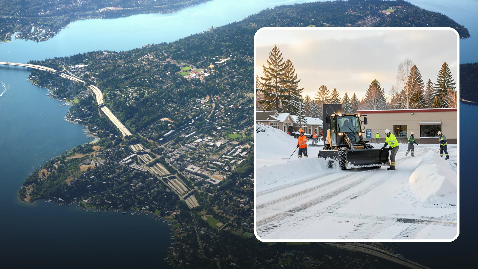 Restaurant Parking Lot Snow Removal in Mercer Island, King County, WA - We clear restaurant lots ahead of service so Western Washington diners can park and walk in safely during winter.
