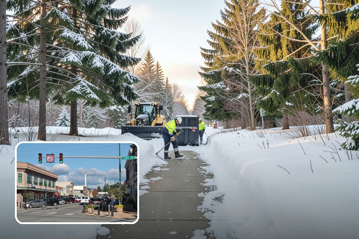 Restaurant Parking Lot Snow Removal in Monroe, Snohomish County, WA - Diners can park and reach the door without navigating ice