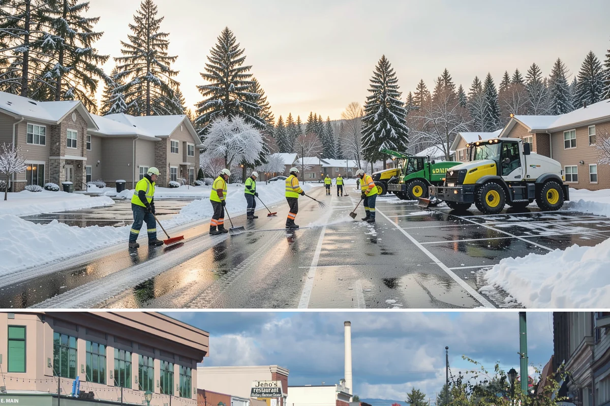 Restaurant Parking Lot Snow Removal in Monroe, Snohomish County, WA - Restaurant lots in Western Washington see the most winter demand from December through February, when after-dark freezes follow...
