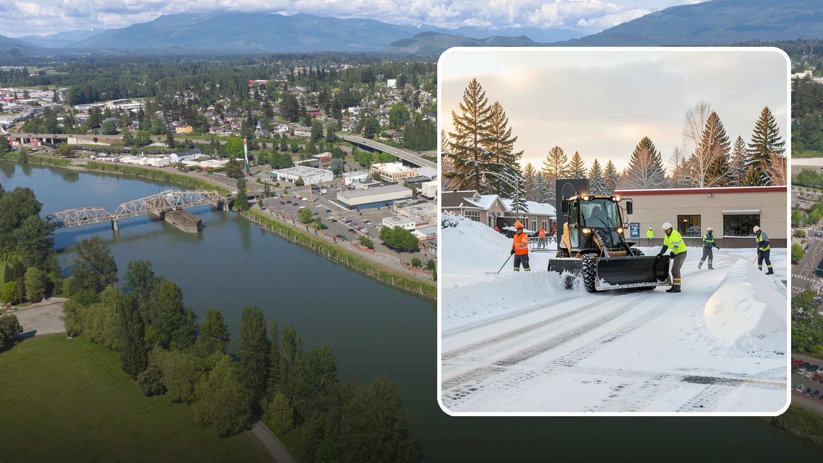 Restaurant Parking Lot Snow Removal in Mount Vernon, Skagit County, WA - We clear restaurant lots ahead of service so Western Washington diners can park and walk in safely during winter.