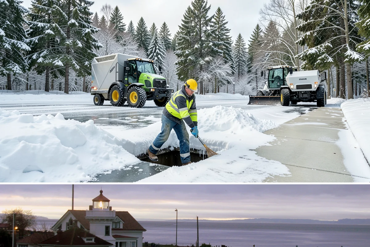 Restaurant Parking Lot Snow Removal in Mukilteo, Snohomish County, WA - Restaurant lots in Western Washington see the most winter demand from December through February, when after-dark freezes follow...