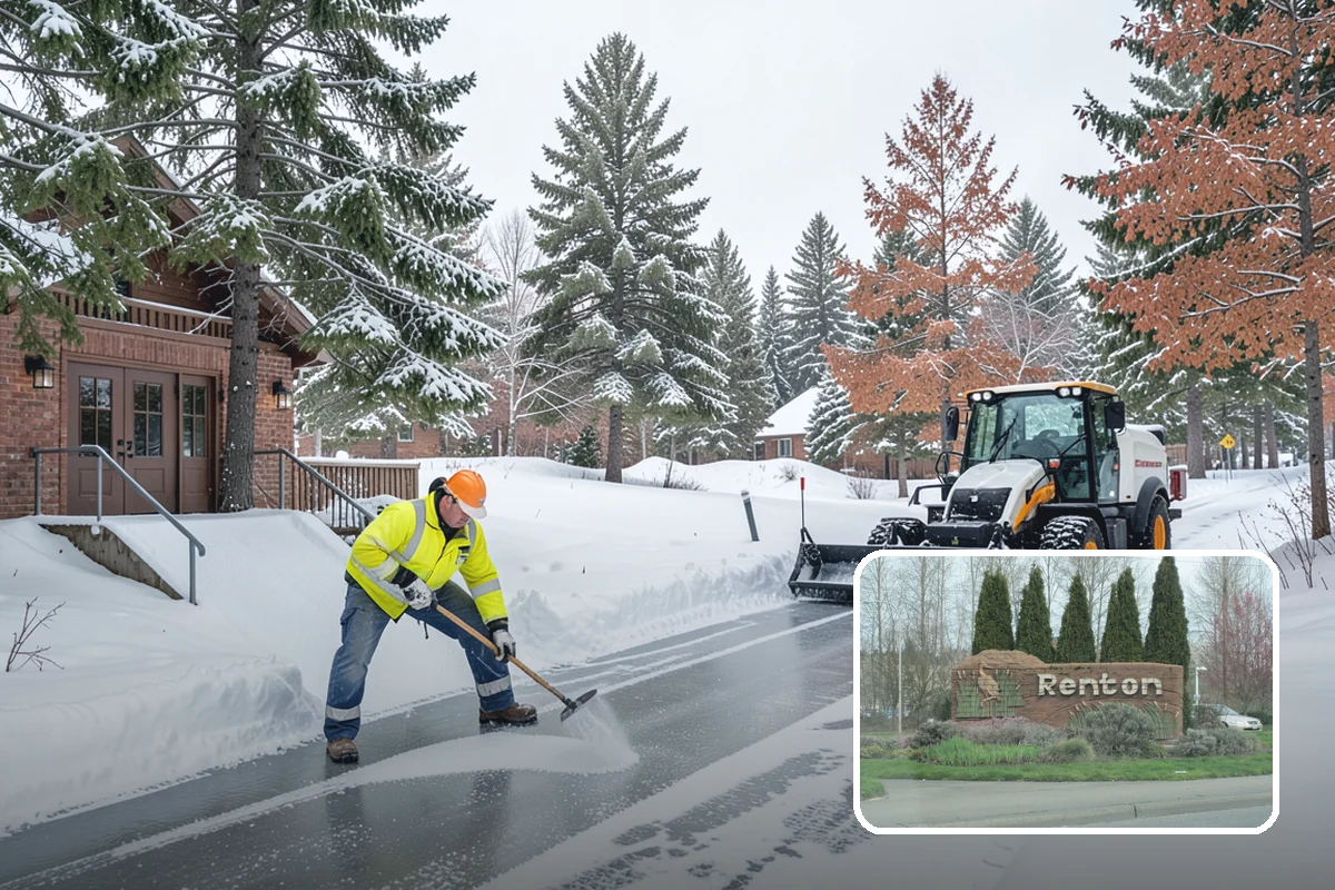 Restaurant Parking Lot Snow Removal in Renton, King County, WA - Diners can park and reach the door without navigating ice